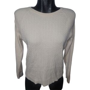 Jeanne Pierre Women's Cream Colorer Crew Neck Cable Knit Sweater L
